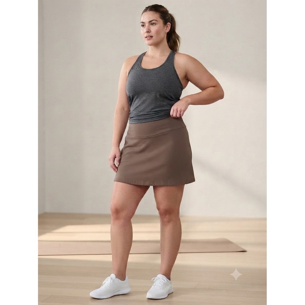 Lululemon Scuba High-Rise Skirt Brown Fleece Mini Skirt XL LW8ALSS